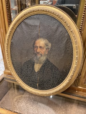 Lot 1146 - 19th century oil on canvas, oval portrait of a bearded man, in gilt frame, 34cm x 28.5cm
