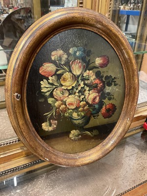 Lot 1135 - Oil on panel still life in gilt frame, 30.5cm x 24.5cm