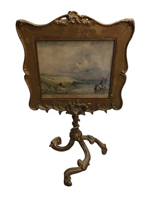 Lot 779 - 19th century water colour signed J.H. Mole and dated 1856 In unusual gilt frame supported by three scrollwork legs