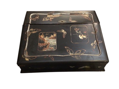 Lot 780 - Antique Japanese lacquered writing slope measuring approximately 32cm x 26cm