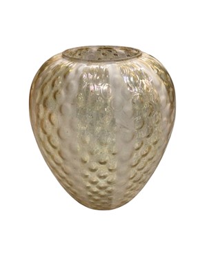 Lot 792 - Large Vaseline glass shade with frosted vertical banding