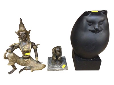 Lot 795 - Museum reproduction of Black Cat by Recchia together with a copy of Rodin's Thinker and a Thai Buddha