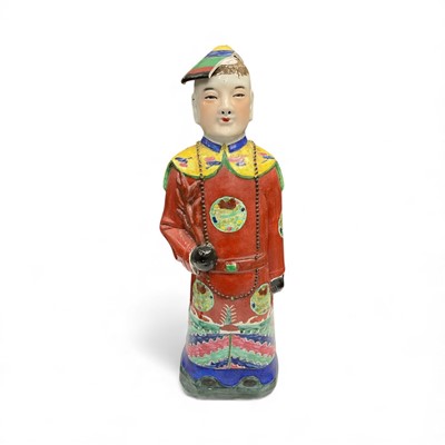 Lot 797 - Large 20th century Chinese porcelain figure, decorated in enamels, seal mark to base, 54cm high