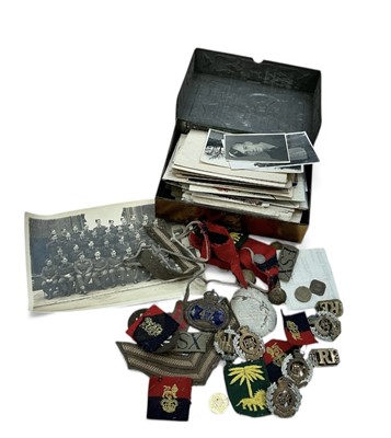 Lot 502 - Group of cloth and other military badges and ephemera, (1 box).