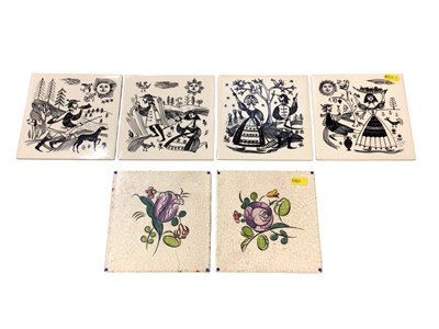 Lot 804 - Set of four Carter tiles and two others