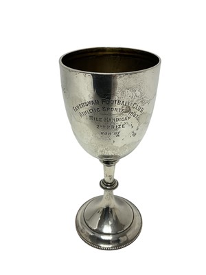 Lot 230 - Football interest - Victorian silver trophy cup of conventional form with a knopped stem