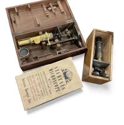 Lot 505 - Three various students microscopes, (3).