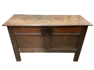 Lot 1341 - 17th century oak coffer with two panel front