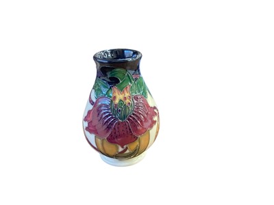 Lot 93 - Moorcroft pottery vase decorated in the Anna Lily pattern, impressed marks to base, dated 98, 10cm