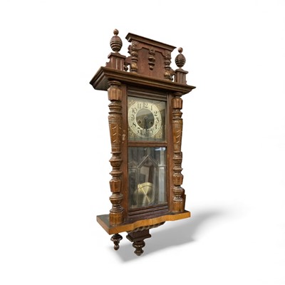 Lot 94 - Late 19th century Vienna regulator wall clock in walnut case.