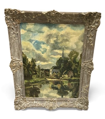 Lot 1177 - 20th century Dutch school impressionist oil on canvas study of a church.