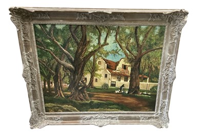 Lot 1178 - Large 20th century Dutch school oil on canvas study of a lady feeding her chickens