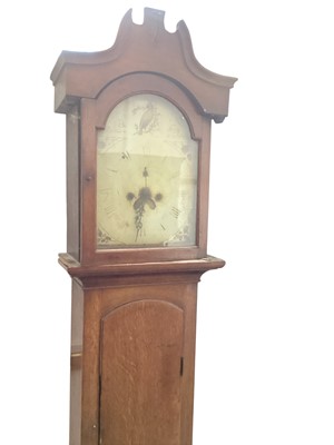Lot 1456 - Antique longcase clock with painted enamel dial