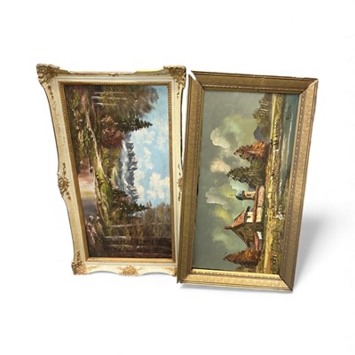 Lot 1186 - Two 20th century oils, a Carmen Jones poster, wall mirror and other pictures.