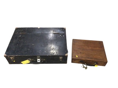 Lot 1464 - Antique carpenters tool box together with a wooden artists box