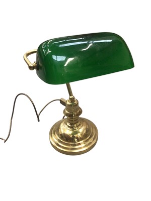 Lot 306 - Brass desk lamp with green glass shade , anglepoise style lamps and others