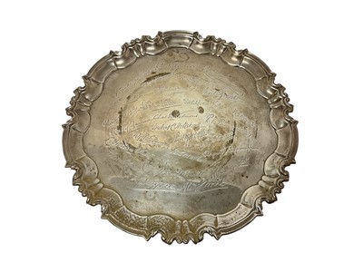 Lot 270 - Silver salver engraved with signatures