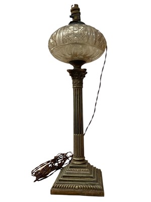Lot 345 - Corinthian column oil lamp and other items