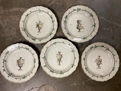 Lot 341 - Set of five 18th century pearlware dishes, and a footed dish