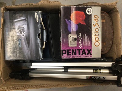 Lot 317 - Group of cameras, tripods, binoculars and accessories