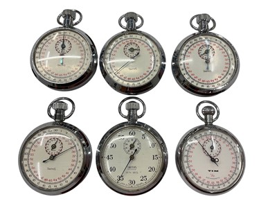 Lot 1012 - Five vintage Smiths stopwatches and a Tim stopwatch (6)