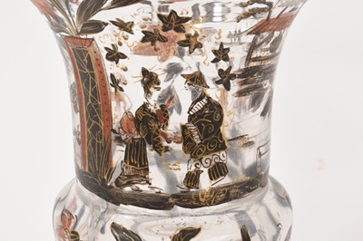 Lot 70 - Unusual enamelled glass campana style vase