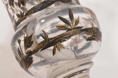 Lot 70 - Unusual enamelled glass campana style vase