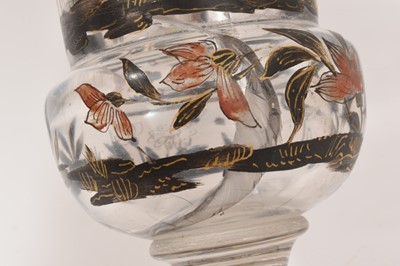 Lot 70 - Unusual enamelled glass campana style vase