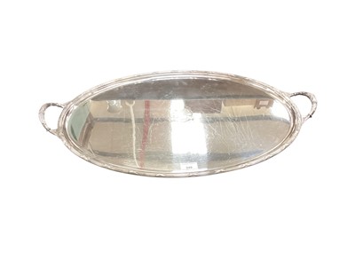 Lot 349 - Good quality silver plated oval tray with armorial crest