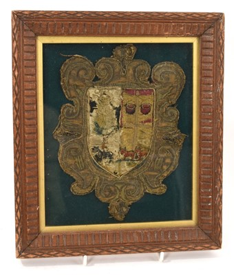 Lot 781 - Antique embroidered coat of arms