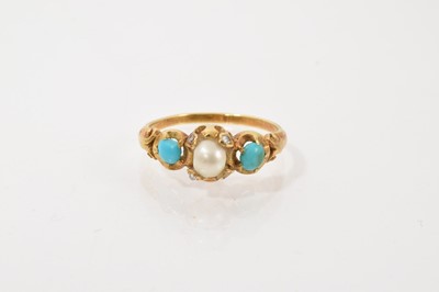 Lot 529 - 19th century gold pearl, turquoise and diamond ring