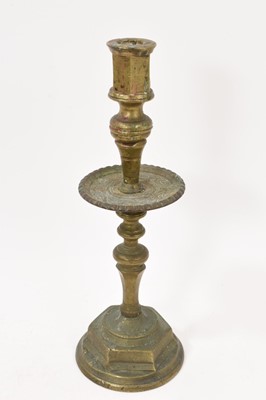 Lot 770 - Ottoman brass candlestick with drip tray