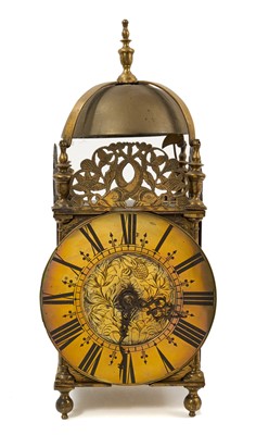 Lot 664 - Victorian brass lantern clock with fusée movement
