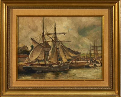 Lot 1023 - Frank Lewis Emanuel (1866-1948), oil on panel - An Iceland fisherman at Paimpol