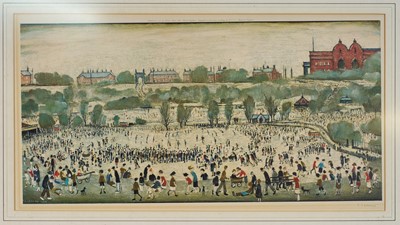 Lot 1096 - *Laurence Stephen Lowry (1887 - 1976) signed print - 'Peel Park', published 1975 by Venture Prints