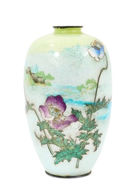 Lot 717 - Japanese Meiji period ginbari cloisonné vase by Kumeno Teitaro (1865-1939)