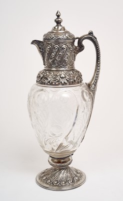 Lot 242 - Victorian silver and cut glass claret jug
