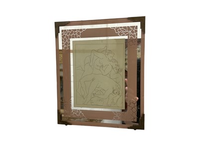 Lot 1469 - Art Deco mirrored wall hanging, centred by Picasso design of the Minotaur myth