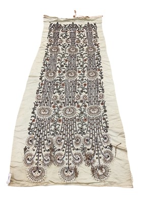 Lot 897 - Edwardian train or dress front applied with sequins and beads