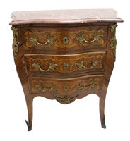 Lot 1254 - Louis XV-style walnut and foliate marquetry...