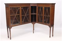 Lot 1257 - Rare pair of Edwardian mahogany low corner...