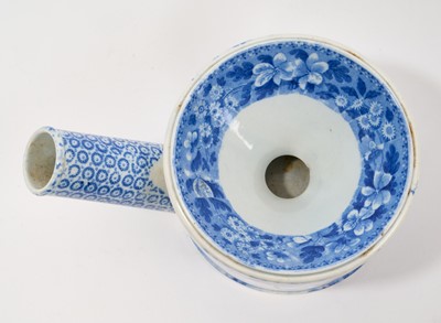 Lot 80 - Early 19th century blue and white Spode spittoon, printed in the Tower pattern, 'Spode' stamp to base, 17.5cm across including handle
