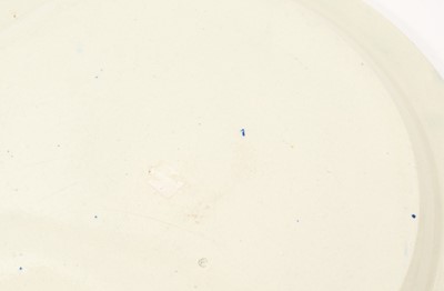 Lot 82 - Large early 19th century blue and white circular meat platter, printed in the Bridge of Lucarno pattern, 37.5cm diameter