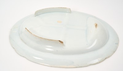 Lot 85 - Early 19th century Spode blue and white oval 'well and tree' platter, printed with the Caramanian Triumphal Arch of Tripoli in Barbary, impressed 'Spode' mark, 52.5cm wide