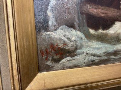 Lot 1137 - Victorian English School oil on canvas - 'A Winter Letter', indistinctly signed and dated, 54cm x 43cm, in gilt frame