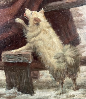 Lot 1137 - Victorian English School oil on canvas - 'A Winter Letter', indistinctly signed and dated, 54cm x 43cm, in gilt frame