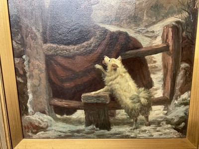 Lot 1137 - Victorian English School oil on canvas - 'A Winter Letter', indistinctly signed and dated, 54cm x 43cm, in gilt frame