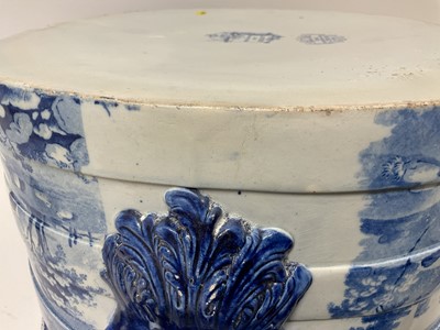 Lot 87 - Rare early 19th century blue and white foot bath, printed with Llanthony Abbey, Monmouthshire, alongside various castle ruin prints and a pineapple border, titled stamp mark to base with additio...