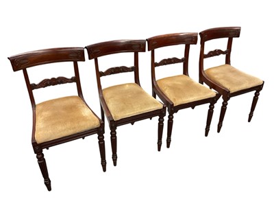 Lot 1352 - Set of four Regency mahogany bar back dining chairs