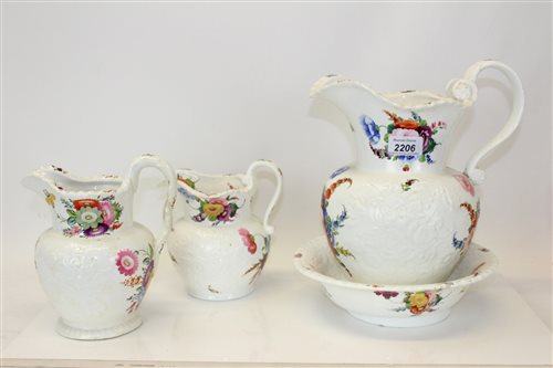 Lot 2206 - Coalport Feltspar porcelain wash jug and bowl...